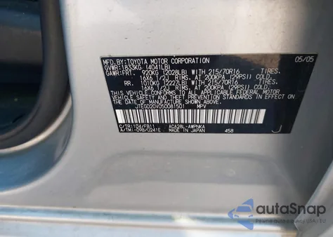 2005 Toyota Rav4 из США, поврежденный, VIN JTEGD20V050081501